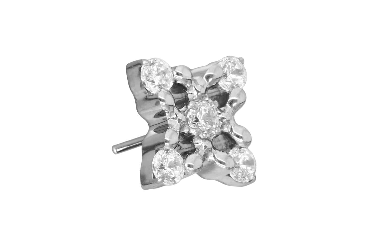 Titan Aufsatz mit Push Pin KRISTALLBLUME von Piercingline